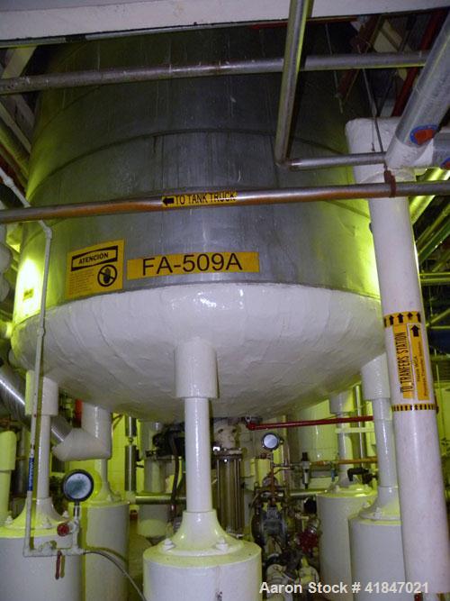 Used Pfaudler Glass Lined Reactor, 3000 gallon, 9129 white glass with calibration lines, vertical. Approximately 96" diameter x 96" straight side. Dished top and bottom. Internal rated 100/FV psi at ...