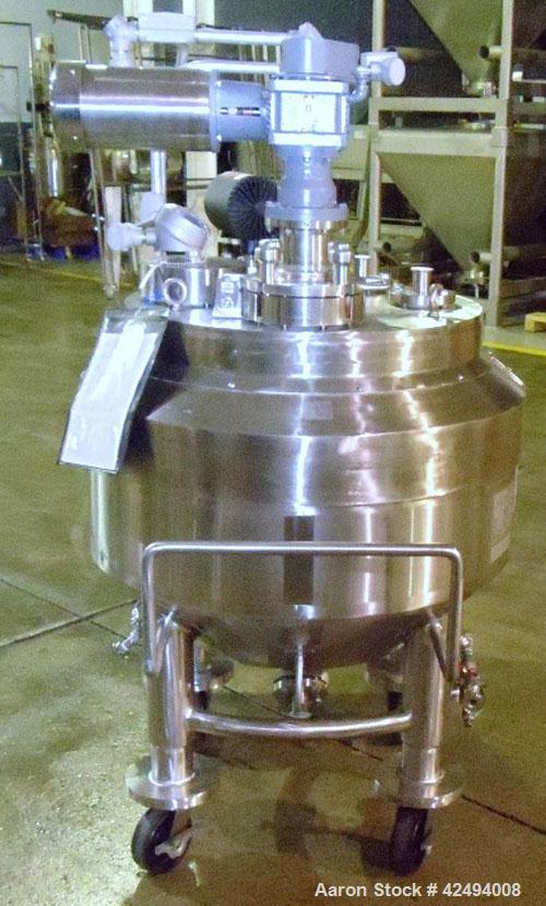 Used- Pfaudler Glass Lined Reactor, 15 Gallon. Flat top, coned bottom. Internal rated 100 PSI & FV at 450 Degrees F, stainle...