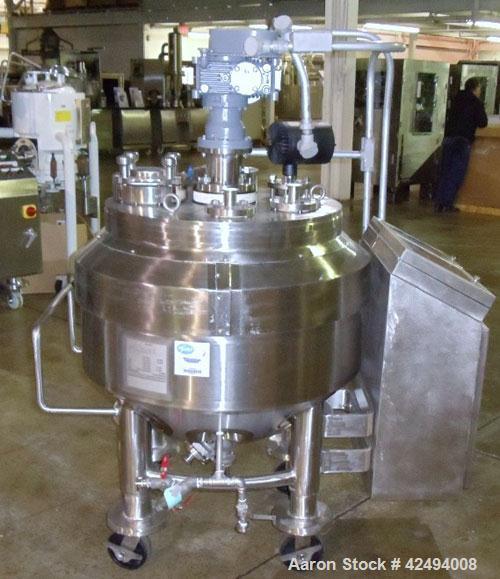 Used- Pfaudler Glass Lined Reactor, 15 Gallon. Flat top, coned bottom. Internal rated 100 PSI & FV at 450 Degrees F, stainle...