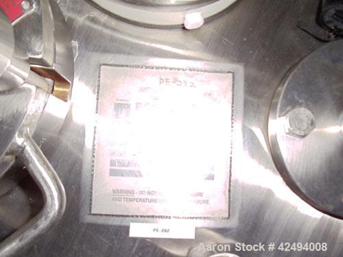 Used Pfaudler Glass Lined Reactor, 15 Gallon. Flat top, coned bottom. Internal rated 100 PSI & FV at 450 Degrees F, stainless steel jacket rated 100 PSI at 450 Degrees F. Pfaudler DTW agitator drive ...