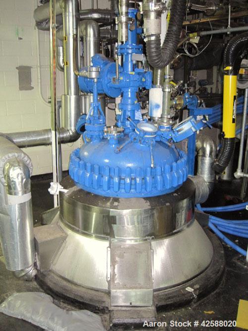 Used Pfaudler Glass Lined Reactor, 100 gallon, model E32-100-100-150. 32" Diameter x 24" straight side. 2:1 Elliptical bolt on head, 2:1 elliptical bottom. Internal rated 100 psi/FV at -20 to 450 deg...