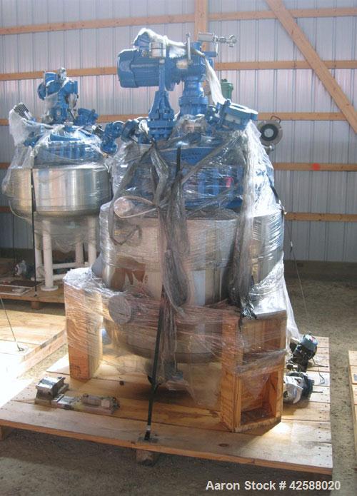 Used Pfaudler Glass Lined Reactor, 100 gallon, model E32-100-100-150. 32" Diameter x 24" straight side. 2:1 Elliptical bolt on head, 2:1 elliptical bottom. Internal rated 100 psi/FV at -20 to 450 deg...