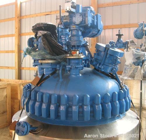 Used Pfaudler Glass Lined Reactor, 100 gallon, model E32-100-100-150. 32" Diameter x 24" straight side. 2:1 Elliptical bolt on head, 2:1 elliptical bottom. Internal rated 100 psi/FV at -20 to 450 deg...