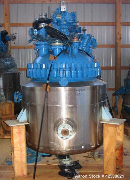 Used Pfaudler Glass Lined Reactor, 100 gallon, model E32-100-100-150. 32" Diameter x 24" straight side. 2:1 Elliptical bolt on head, 2:1 elliptical bottom. Internal rated 100 psi/FV at -20 to 450 deg...