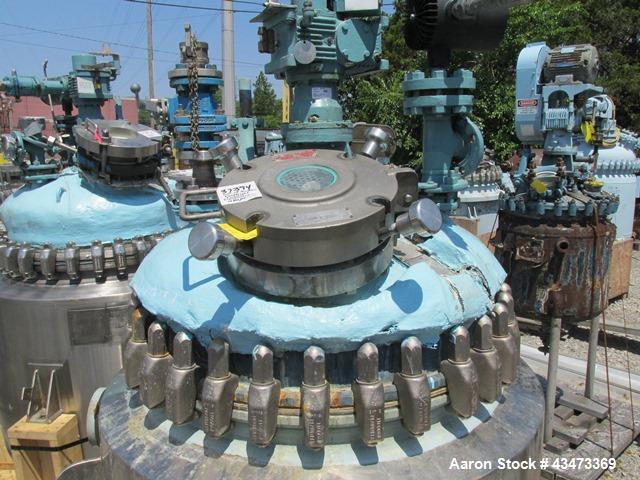 Used Pfaudler Glass Lined Reactor, 100 Gallon. Internal rated 150 psi & Full Vacuum at 450 degrees F, vessel top rated 100 psi & Full Vacuum at 450 degrees F. Jacket rated 150 psi at 520 degrees F. 2...
