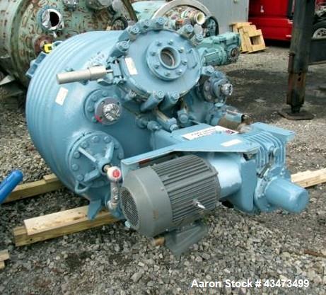 Used Pfaudler Glass Lined Reactor, 300 Gallon, 9125 Glass, Vertical.