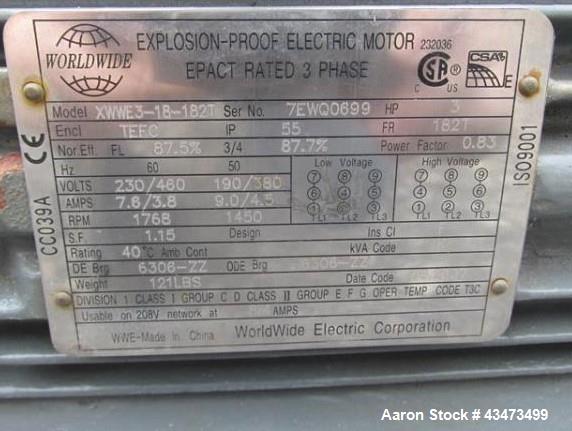 Used Pfaudler Glass Lined Reactor, 300 Gallon, 9125 Glass, Vertical.
