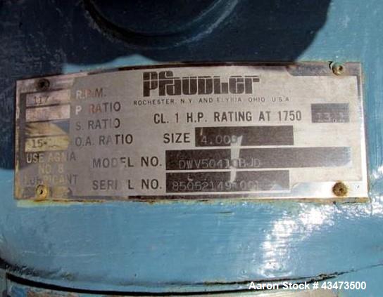 Used Pfaudler Glass Lined Reactor, 300 Gallon, 5015 Glass, Vertical. Internal rated 100 psi & Full Vacuum at 450 degrees F. Jacket rated 100 psi at 450 degrees F. 4 DTW Pfaudler agitator drive with m...