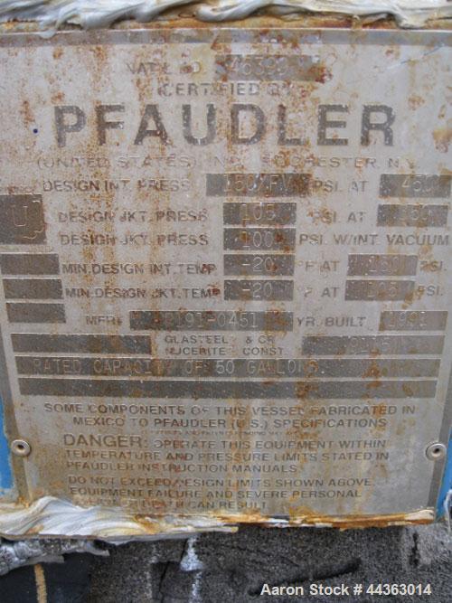 Used 50 Gallon Pfaudler Glass Lined Reactor 