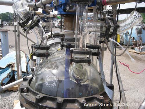 Used Pfaudler glass lined Kilo reactor, 20 gallon glass lined body approximately 18" diameter x 16" straight side, dish bottom, QVF borosilicate glass top, rated 35 psi at 500 f internal, jacketed fo...