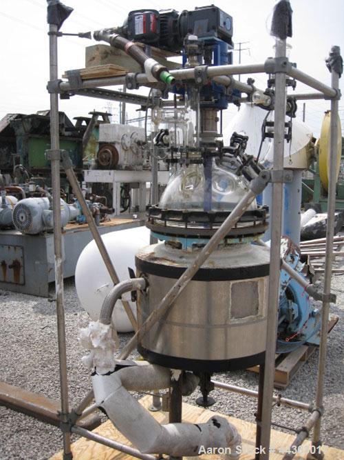 Used- Pfaudler Glass Lined Kilo Reactor, 10 gallon glass lined body approximately 18" diameter x 12" straight side, dish bot...