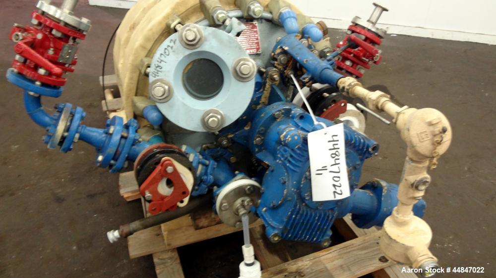 Used Pfaudler Clamp Top Glass Lined Reactor, 20 Gallon, 9115 Blue Glass, Vertical.  Approximately 20" diameter x 14-1/2" straight side, dished clamp top, dish bottom.  Internal rated 150/full vacuum ...