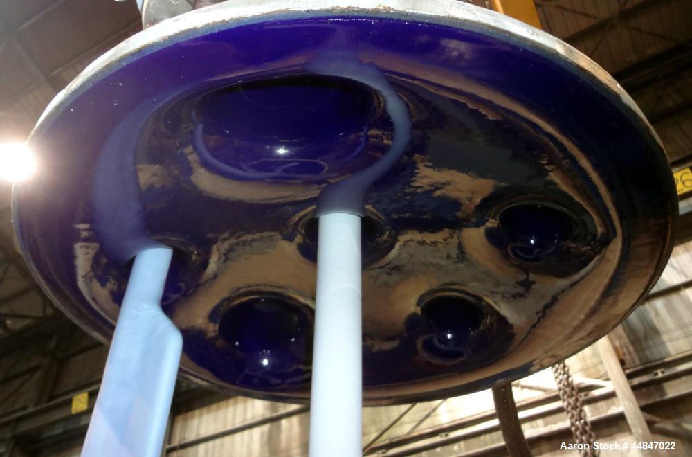Used Pfaudler Clamp Top Glass Lined Reactor, 20 Gallon, 9115 Blue Glass, Vertical.  Approximately 20" diameter x 14-1/2" straight side, dished clamp top, dish bottom.  Internal rated 150/full vacuum ...