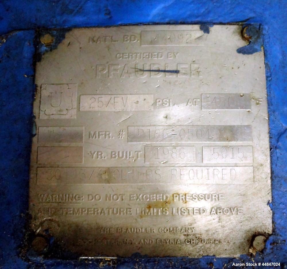 Used 100 Gallon Pfaudler Clamp Top Glass Lined Reactor 