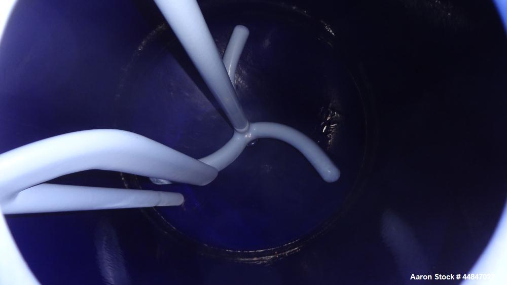 Used Pfaudler Clamp Top Glass Lined Reactor, 100 Gallon, 9119 Blue Glass, Vertical.  Approximately 30" diameter x 36" straight side, dished clamp top, dish bottom.  Internal rated 25/full vacuum psi ...