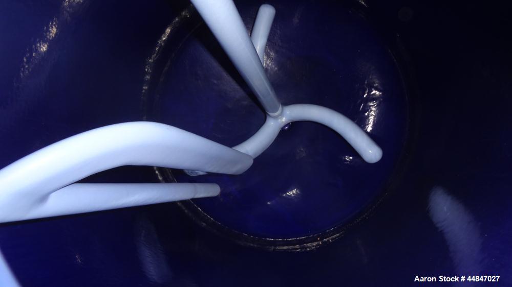 Used Pfaudler Clamp Top Glass Lined Reactor, 100 Gallon, 9119 Blue Glass, Vertical.  Approximately 30" diameter x 36" straight side, dished clamp top, dish bottom.  Internal rated 25/full vacuum psi ...