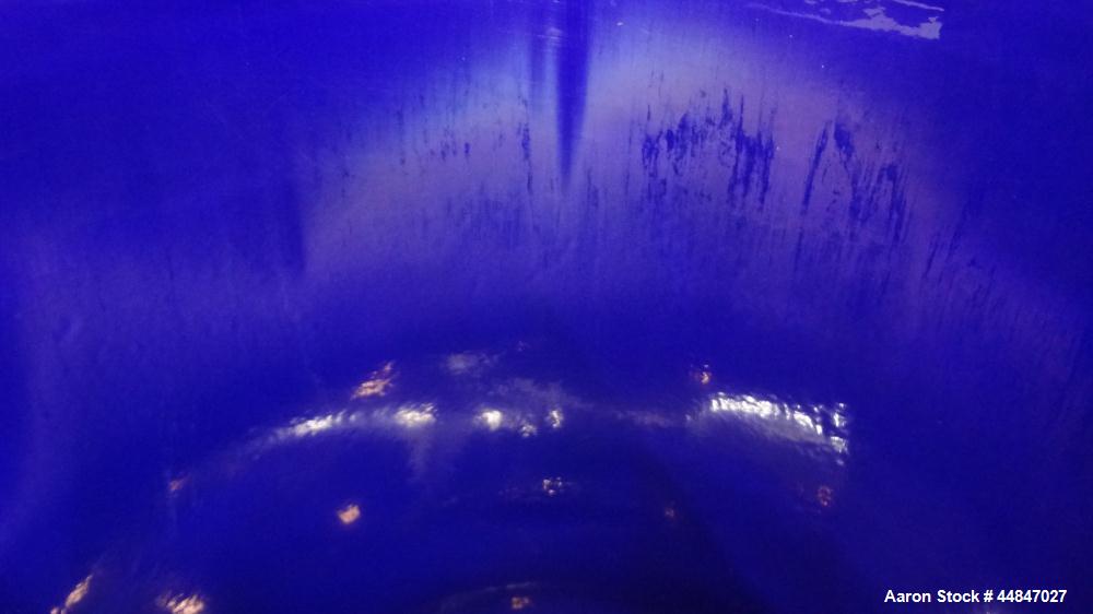 Used Pfaudler Clamp Top Glass Lined Reactor, 100 Gallon, 9119 Blue Glass, Vertical.  Approximately 30" diameter x 36" straight side, dished clamp top, dish bottom.  Internal rated 25/full vacuum psi ...