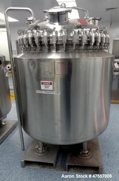 Used Pfaudler Glass-Lined Reactor, 200 Gallon, 316L Stainless Steel, Vertical.