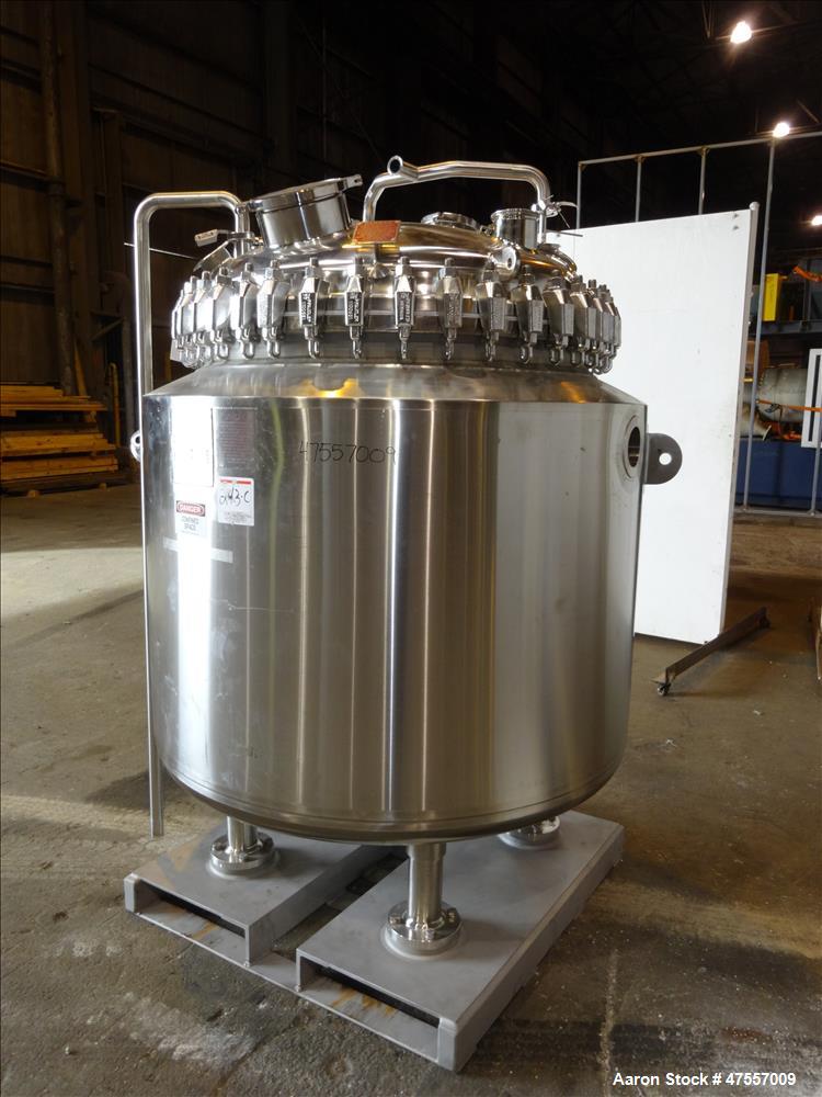 Used Pfaudler Glass-Lined Reactor, 200 Gallon, 316L Stainless Steel, Vertical.