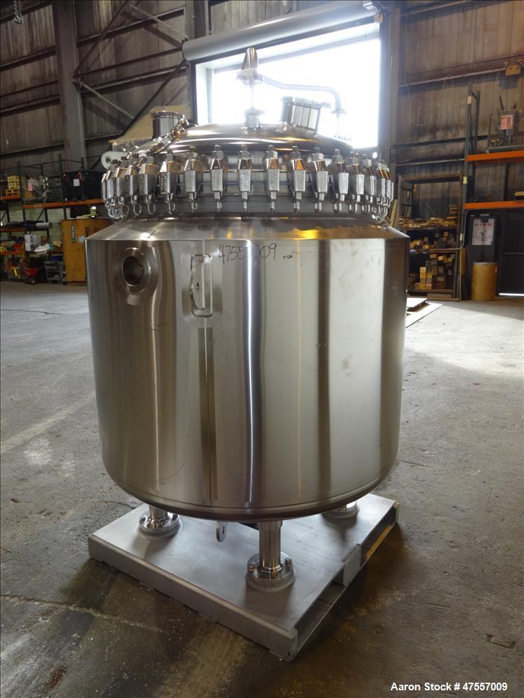 Used Pfaudler Glass-Lined Reactor, 200 Gallon, 316L Stainless Steel, Vertical.