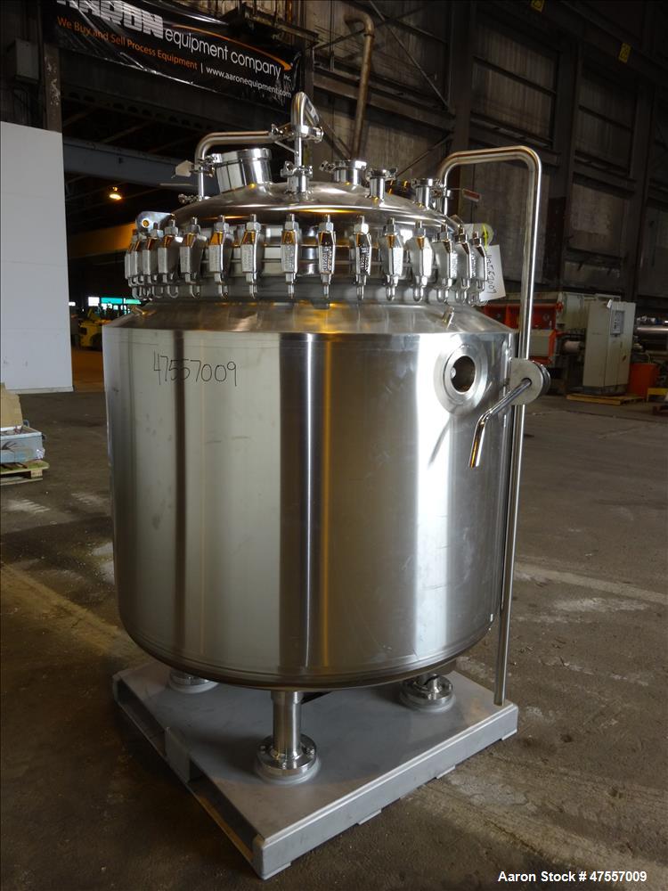 Used Pfaudler Glass-Lined Reactor, 200 Gallon, 316L Stainless Steel, Vertical.