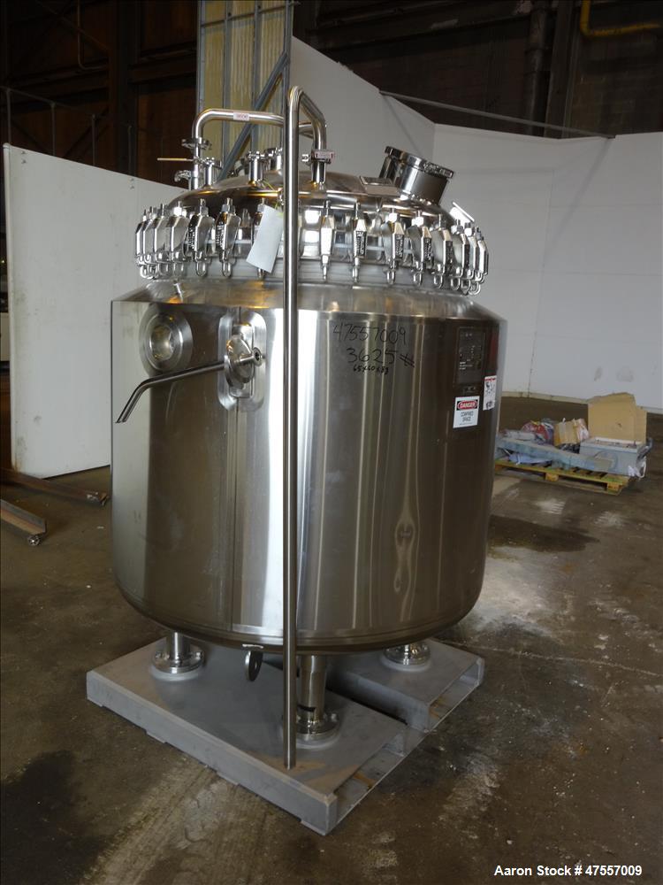 Used Pfaudler Glass-Lined Reactor, 200 Gallon, 316L Stainless Steel, Vertical.