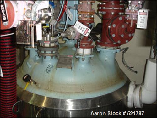 USED: 500 gallon Pfaudler glass lined reactor rated 100 psi @ 450 deg F internal, jacketed for 100 psi @ 450 deg F. 3.5 RW Pfaudleragitator drive with mechanical seal, 5 hp 460 volt XP motor, 4 blade...