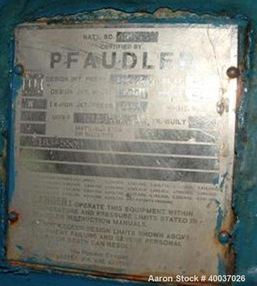 Used Pfaudler 500 gallon glass lined reactor,RA48 Series. Serial Number R184-0045, National Board number 42693, Rated 100/FV @ 450 degrees F internal; 100 PSI @ 450 degrees F in the jacket. 48" diame...
