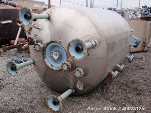 Used Pfaudler K Series Glass Lined Reactor, 1000 Gallon, 9129 White Glass, Model RS-60-1000-125-100. 60" Diameter x 72" straight side, dished top and bottom. Internal rated 125 psi/fv at 450 deg F. J...