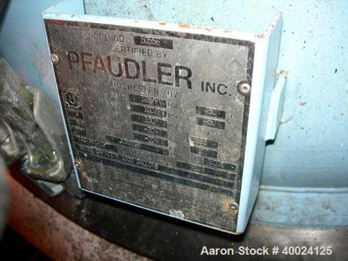 Used Pfaudler K Series Glass Lined Reactor, 1000 Gallon, 9129 White Glass, Model RS-60-1000-125-100. 60" Diameter x 72" straight side, dished top and bottom. Internal rated 125 psi/fv at 450 deg F. J...