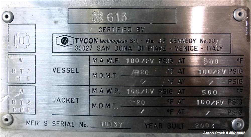 Used 400 Gallon Tycon Technologies Glass Lined Reactor