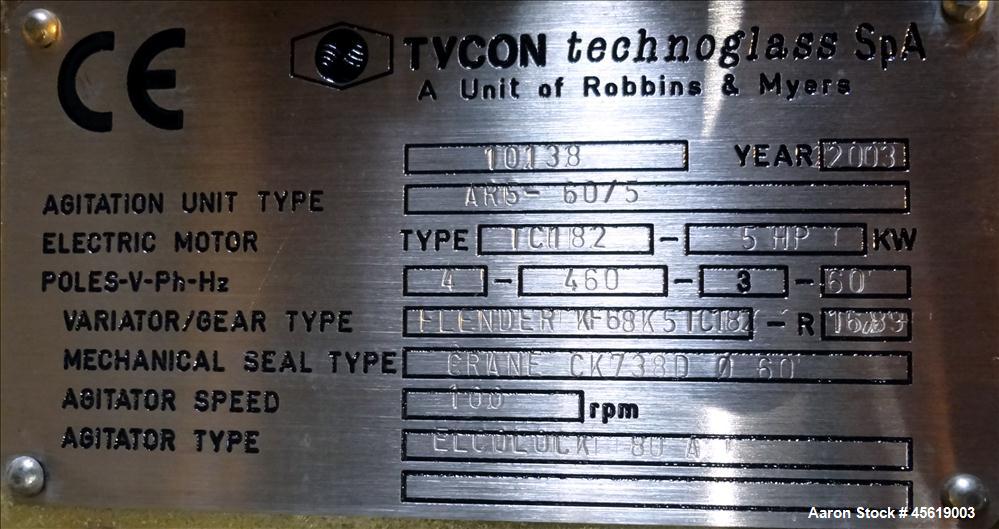 Used 400 Gallon Tycon Technologies Glass Lined Reactor