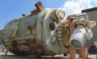 Used Pfaudler Glass Lined Reactor, 1000 gallon, white glass with calibration lines. Approximately 5' diameter x 6' straight side, dished top and bottom. Internal rated 100 psi and full vacuum at 450 ...