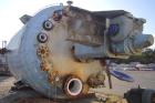 Used Pfaudler K Series Glass Lined Reactor, 4000 gallon, 9129 white glass with calibration lines. Approximately 8' diameter x 9'6