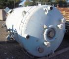 Used Pfaudler K Series Glass Lined Reactor, 1000 gallon, 9129 white glass with calibration lines. Approximately 5' diameter x 6' straight side, dished top and bottom. Internal rated 125 psi and full ...