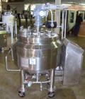 Used- Pfaudler Glass Lined Reactor, 15 Gallon. Flat top, coned bottom. Internal rated 100 PSI & FV at 450 Degrees F, stainle...