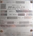 Used Pfaudler Glass Lined Reactor, 50 gallon, 5015 blue glass, vertical. Approximate 26