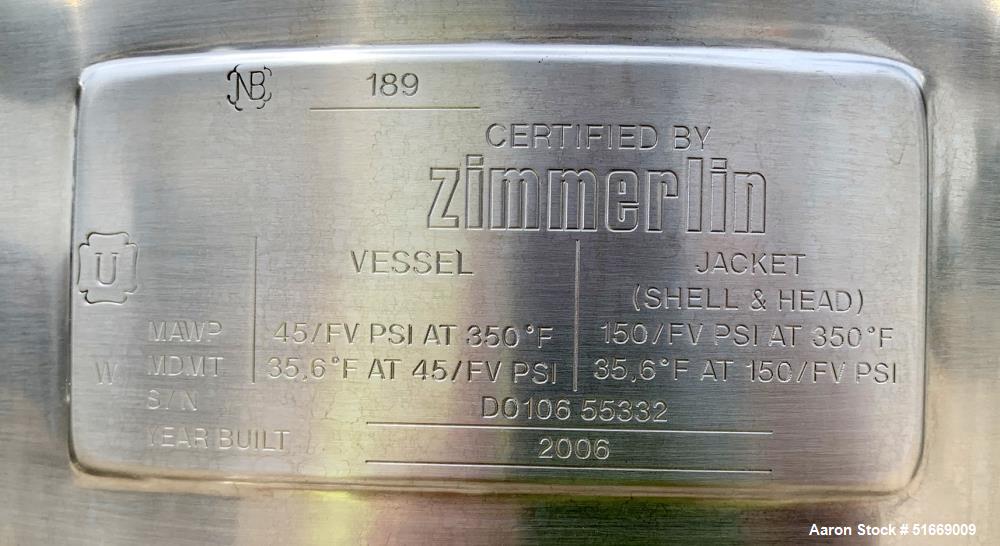 Used- Baumgartner & Co 186 Liter (49 Gallon) Stainless Steel Reactor