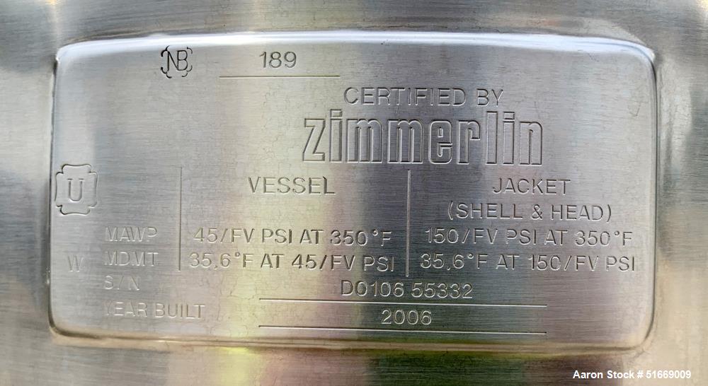 Used Baumgartner & Co 186 Liter (49 Gallon) Stainless Steel Reactor