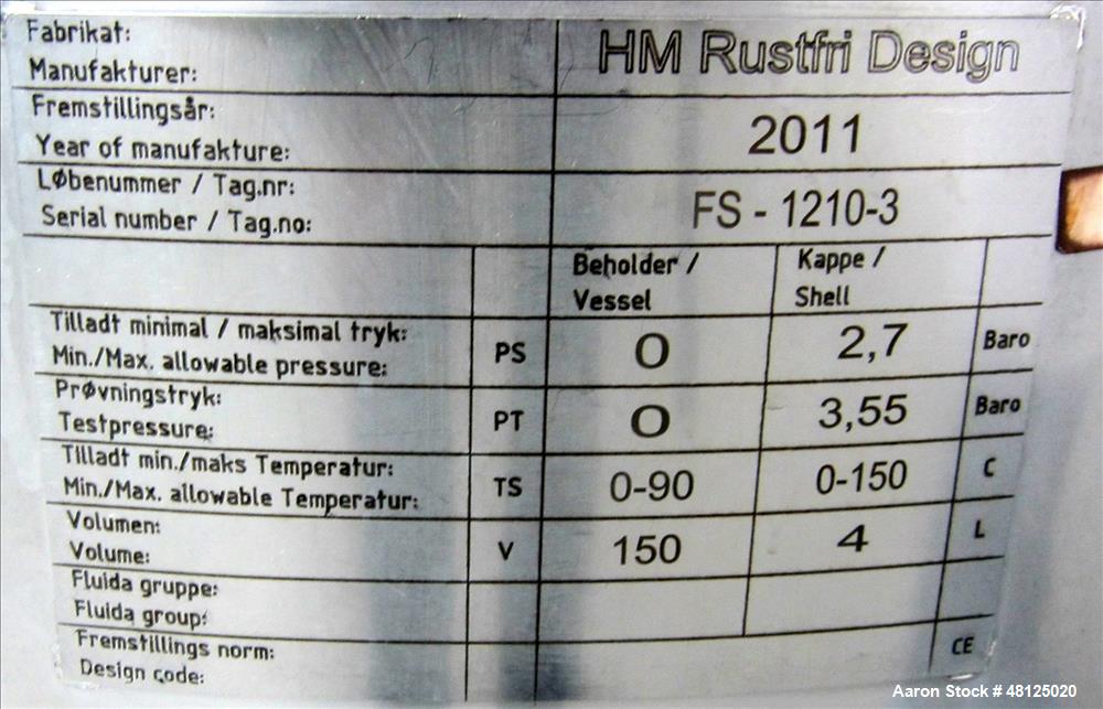 Used- HM Rustfri Design Tank Combination