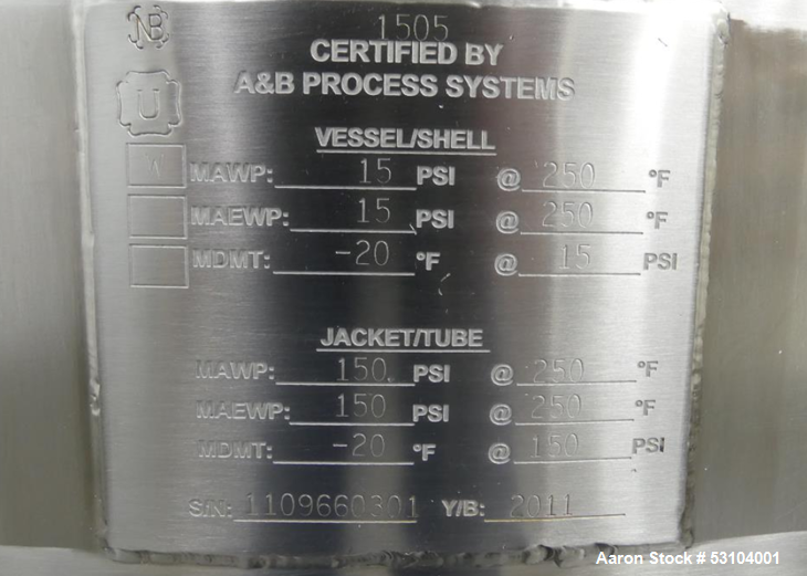 Used - AB Process Systems VacuShear Jacketed Reactor