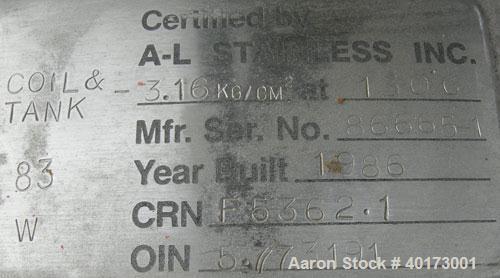Used A-L Stainless Inc Fermentor, 80 gallon