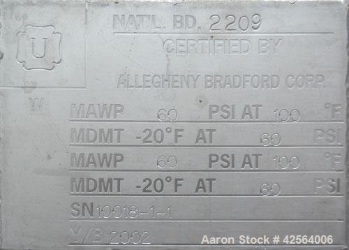 Used Allegheny Bradford Reactor, 17 Gallon