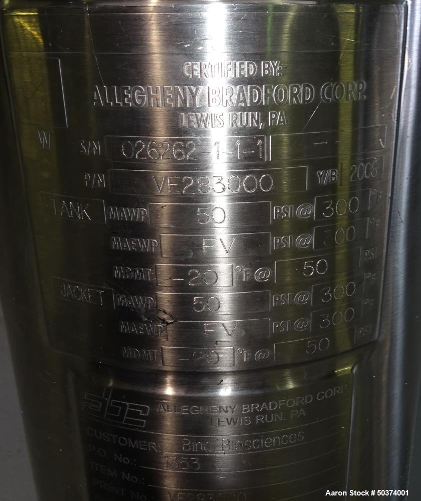 Used- Allegheny Bradford 5 Liter Reactor, 1.32 Gallon, 316 Stainless Steel