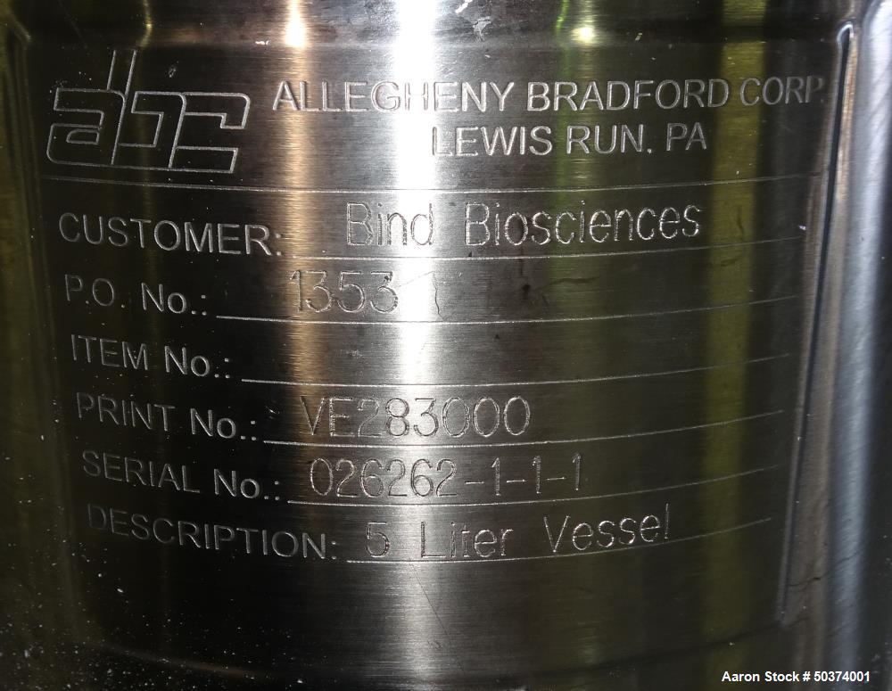 Used Allegheny Bradford 5 Liter Reactor, 1.32 Gallon, 316 Stainless Steel