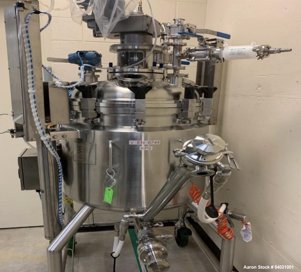 Used Apache Stainless, 53 gallon / 200 Liter, Stainless steel Reactor. AP5, Model 19077 with (2) Holland Applied Technologies, Heating discharge Sets, Includes BEKA Associates LTD. Tachometer. Model ...