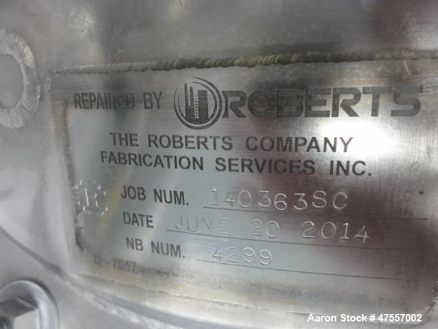 Used Brighton Corporation Reactor Body, 49.7 Gallon. 316L Stainless Steel,