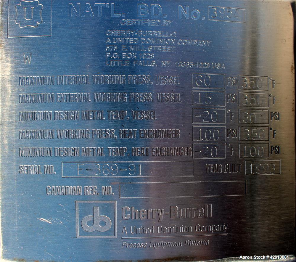 Used Cherry Burrell Reactor, 320 Gallon