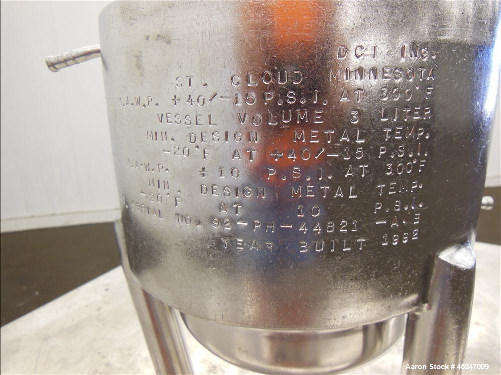 Used 316 Stainless Steel Vertical DCI Reactor, 3 Liter (0.79 Gallon)