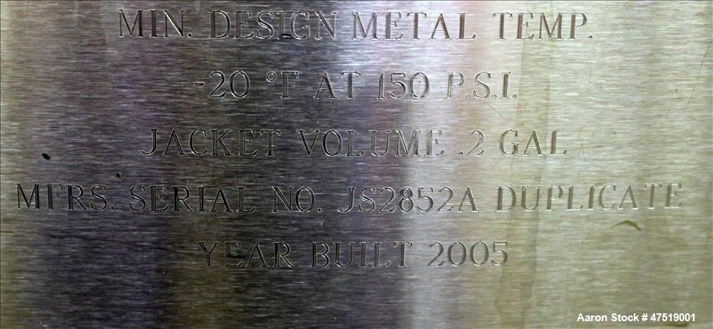 Used DCI Reactor, 68.6 Gallons (260 Liter), 316L Stainless Steel, Vertical.